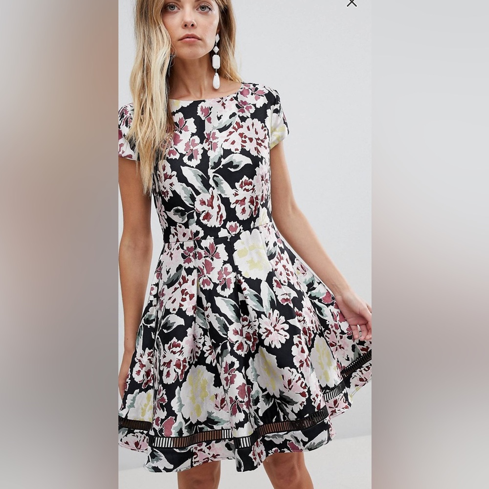 French Connection Floral Jacquard Skater Dress - Easter Dress- Size 8